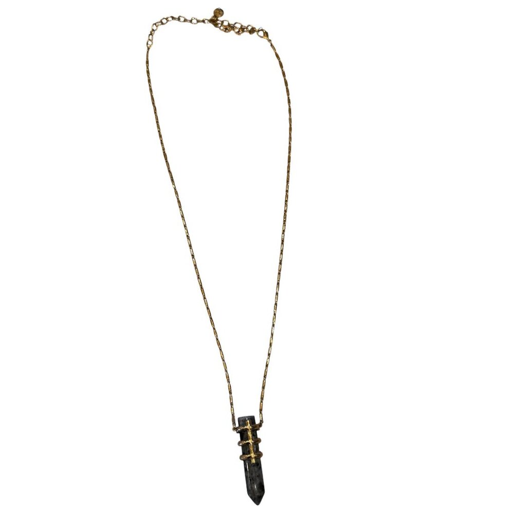 Stella & Dot Legend Stone Pendant Necklace – Gold Tone Labradorite 25.5” - Picture 4 of 7